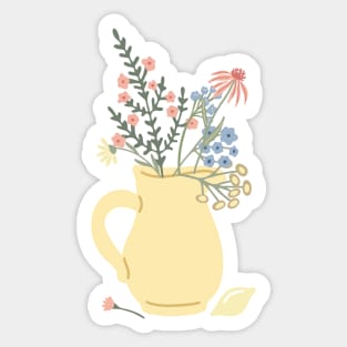 Watercolor Jug of Wildflowers Sticker